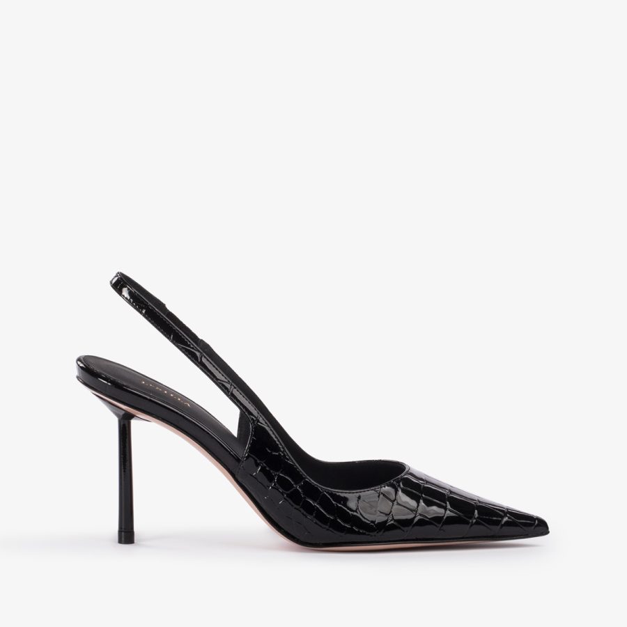 BELLA SLINGBACK 80 mm-Black croc-print slingback - Image 5