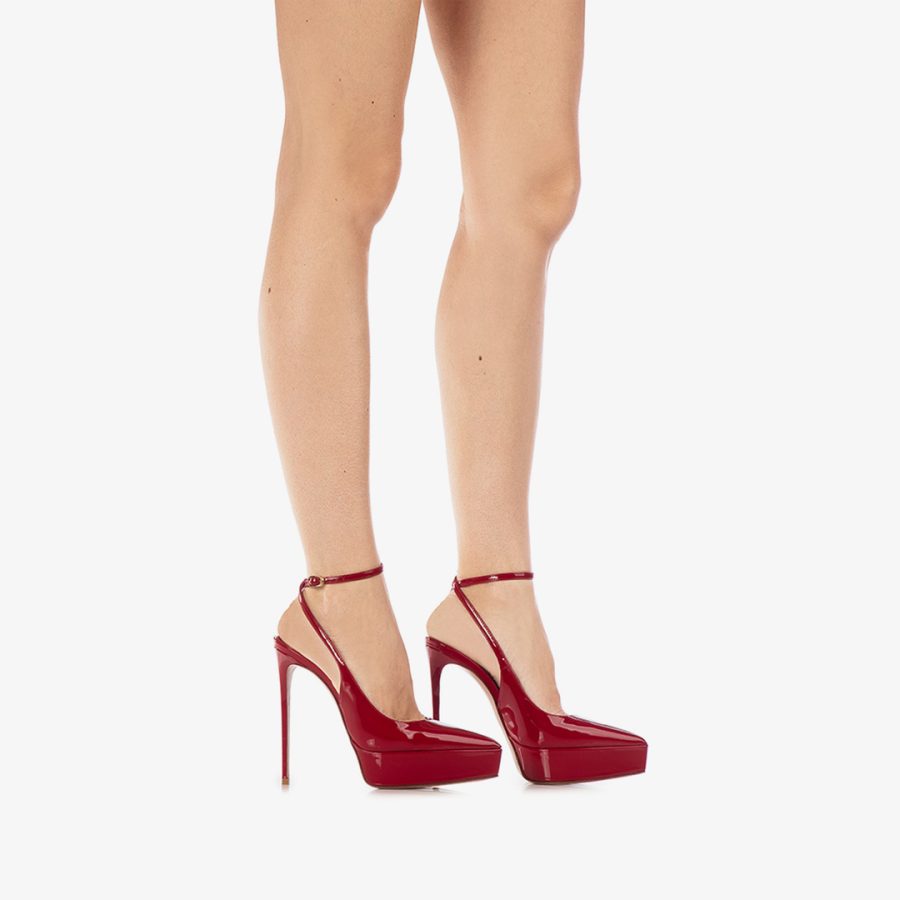 UMA SLINGBACK 140 mm-Red patent leather platform slingback - Image 5