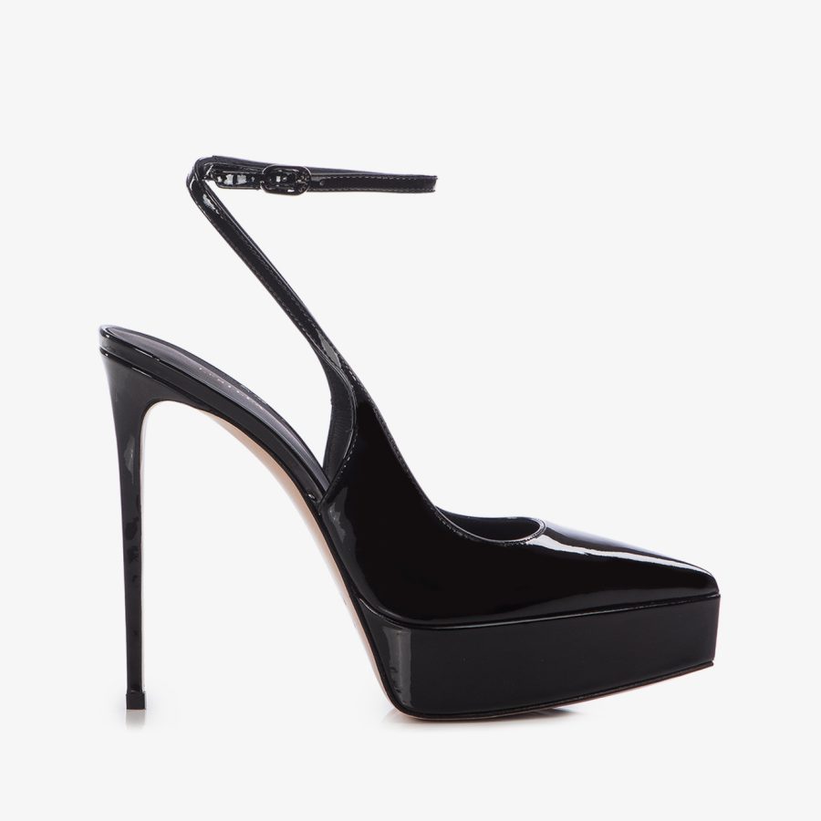 UMA SLINGBACK 140 mm-Black patent leather platform slingback - Image 5