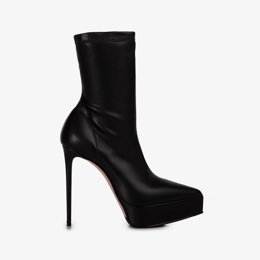 UMA ANKLE BOOT 140 mm-Black vegan leather platform ankle boot - Image 6