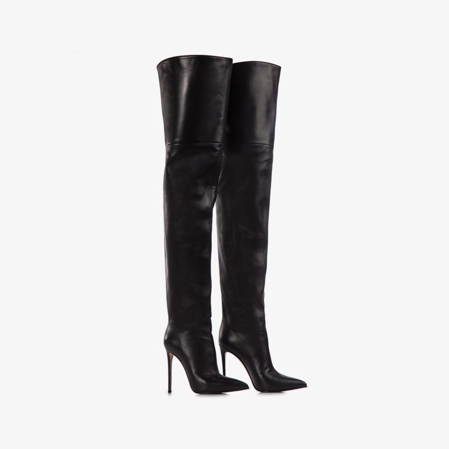 EVA THIGH-HIGH BOOT 120 mm-Black nappa leather oversized over-the-knee boot - Image 6