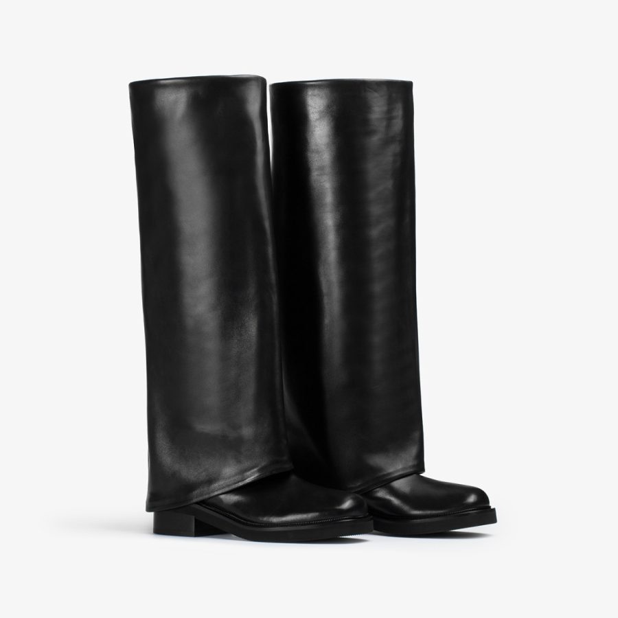 HARLEY BOOT 50 mm-Black nappa leather cuffed boot - Image 6