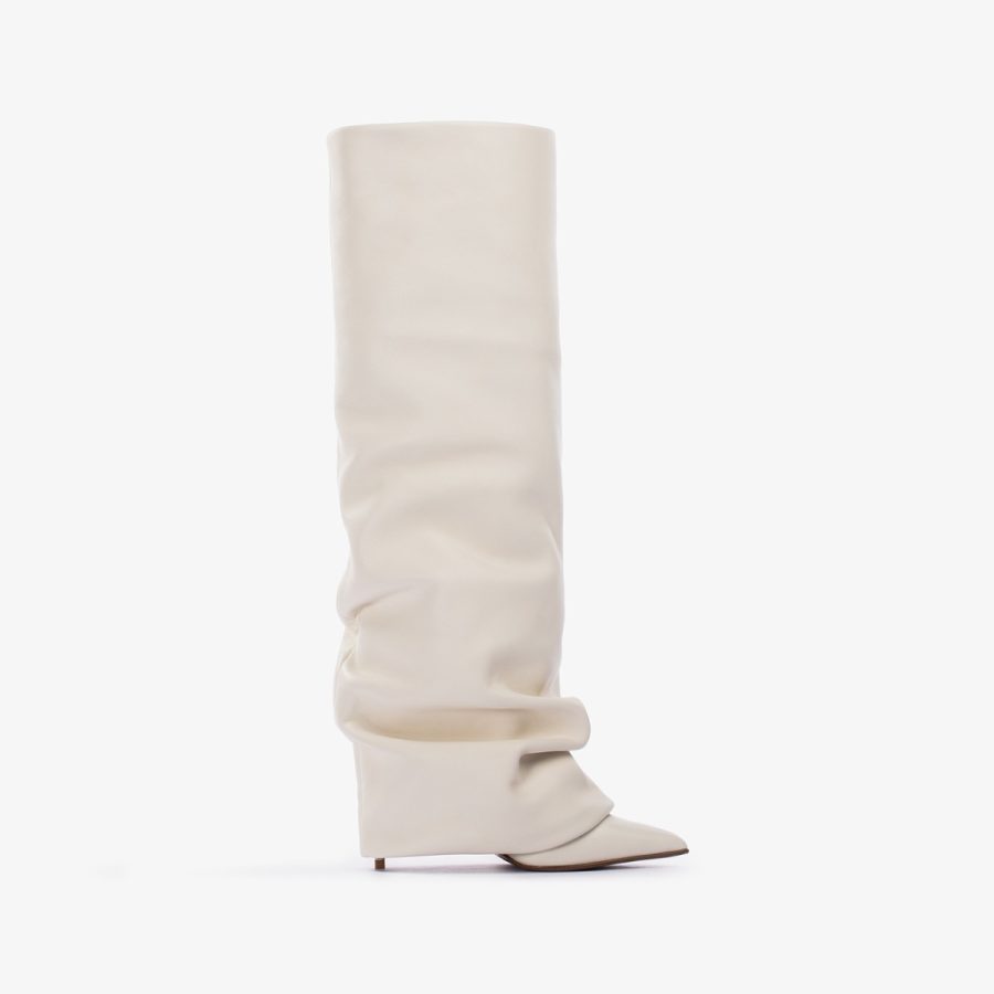 ANDY BOOT 120 mm-Milk white nappa leather cuffed boot - Image 6