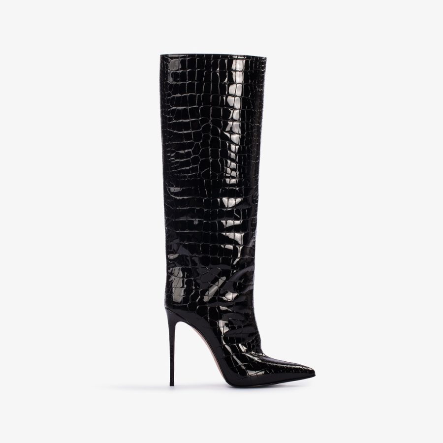 EVA BOOT 120 mm-Black crocodile print knee boot - Image 6