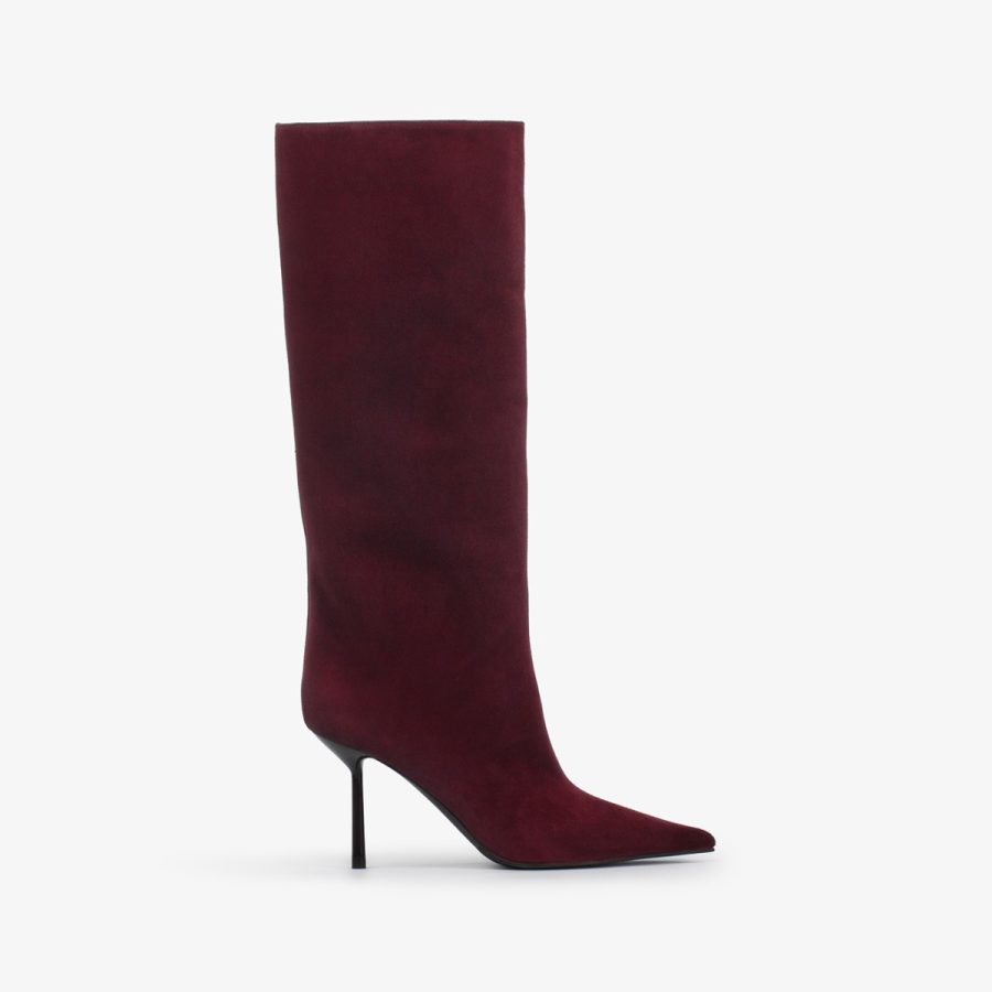 BELLA BOOT 80 mm-Cherry red suede knee boot - Image 6