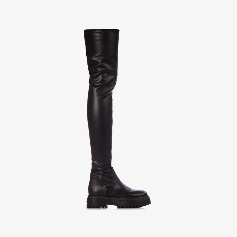 RANGER THIGH-HIGH BOOT 50 mm-Black stretch vegan leather over-the-knee boot - Image 6