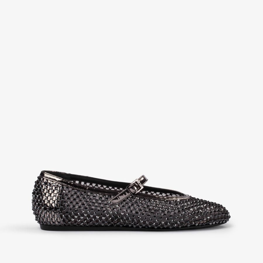 GILDA BALLET FLAT-Pewter fishnet ballet flat with Crystals - Image 6