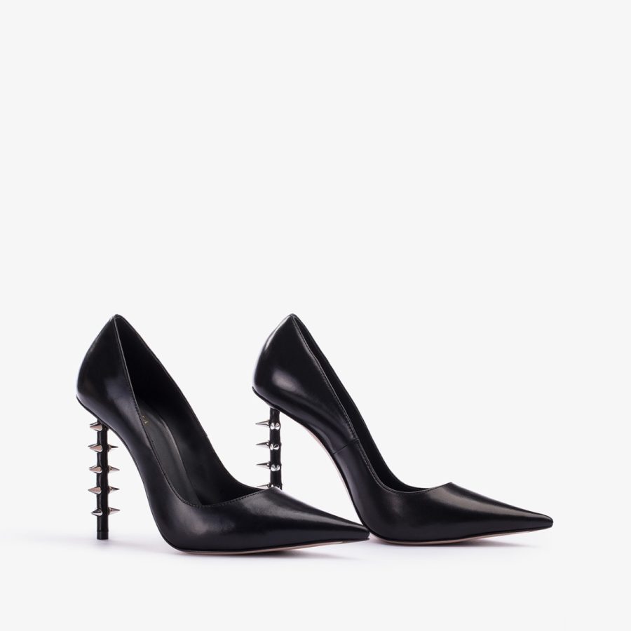 JAGGER PUMP 120 mm-Black leather studded pump - Image 6