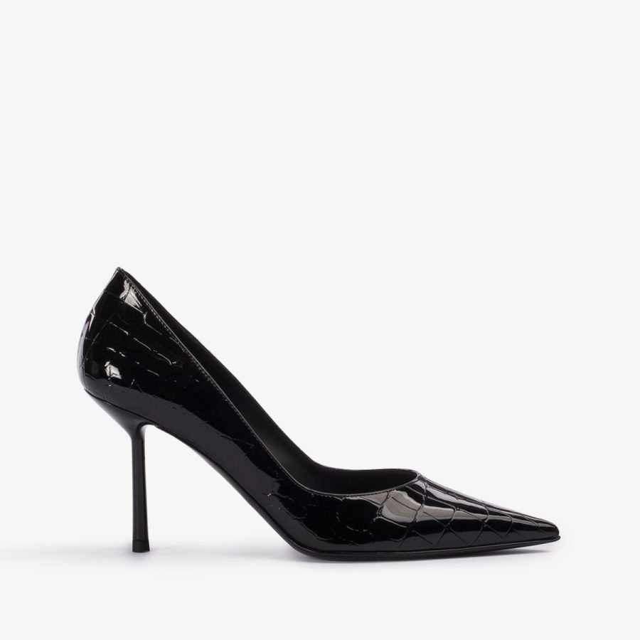 BELLA PUMP 80 mm-Black crocodile print pump - Image 6