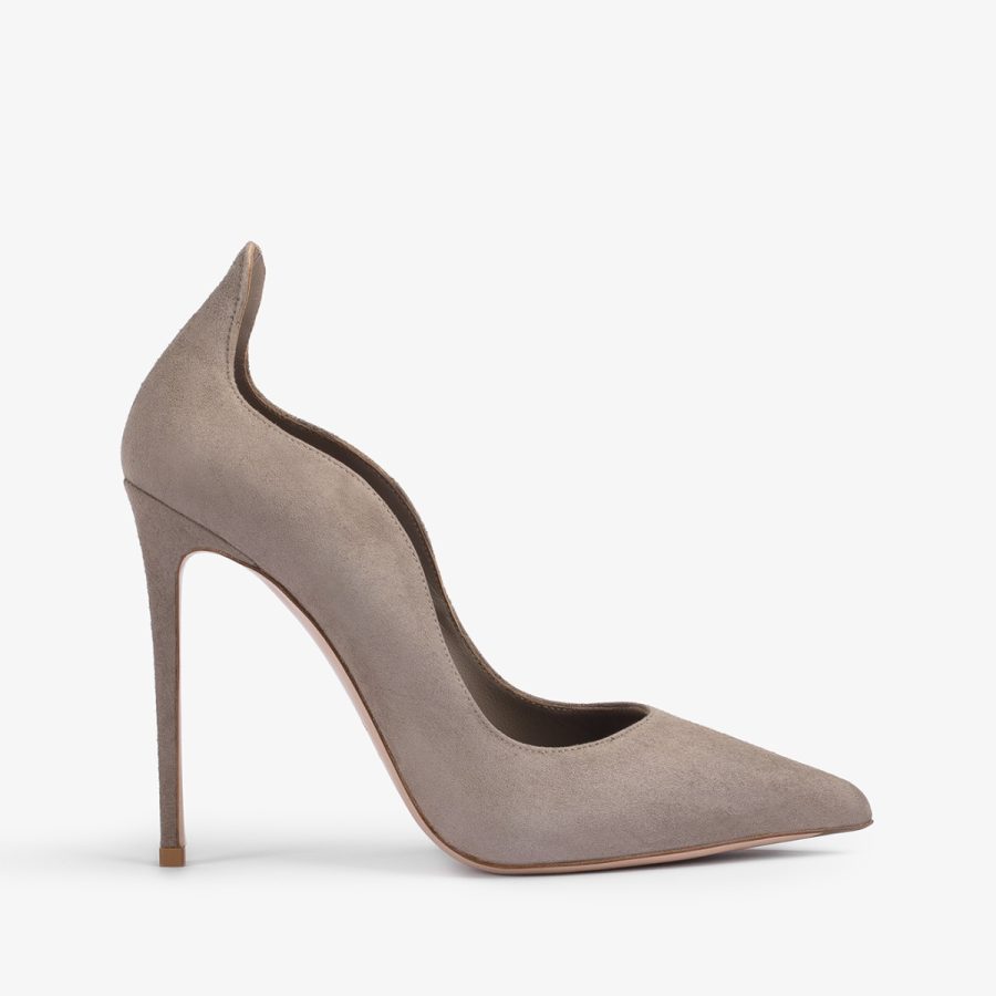 IVY PUMP 120 mm-Sesame grey suede pump - Image 6