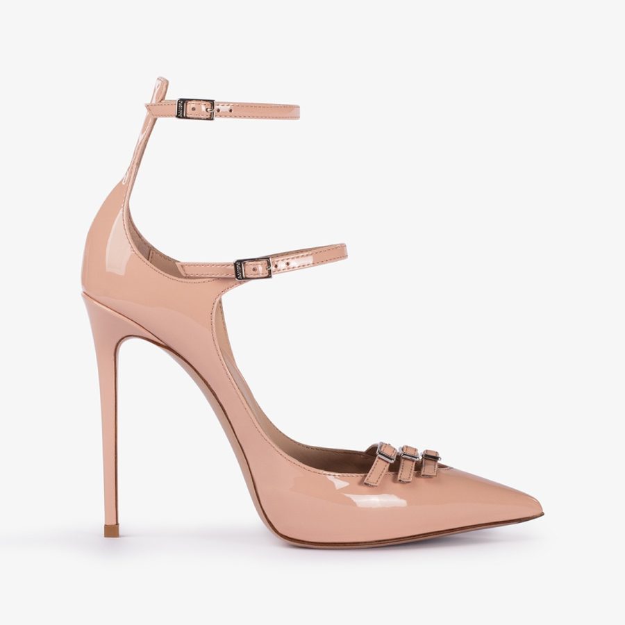 MORGANA PUMP 120 mm-Skin nude patent leather pump with straps - Image 6