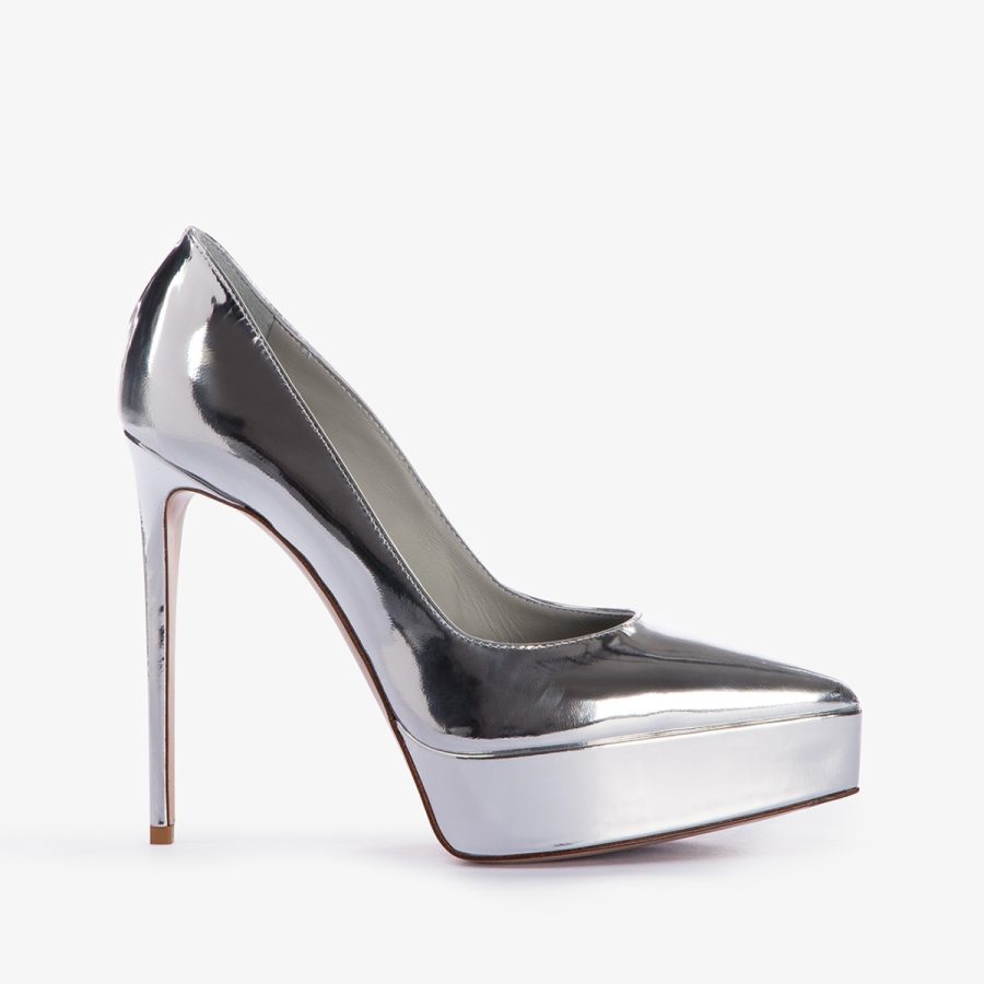 UMA PUMP 140 mm-Silver metallic platform pump - Image 6