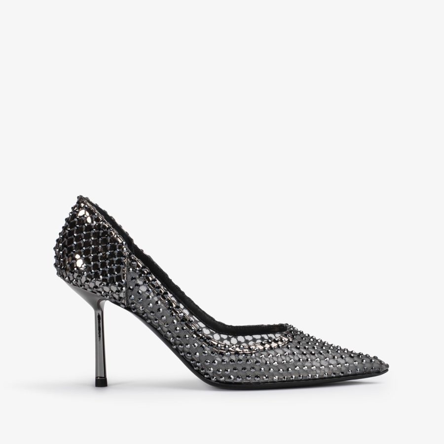 GILDA PUMP 80 mm-Pewter fishnet pump with Crystals - Image 6