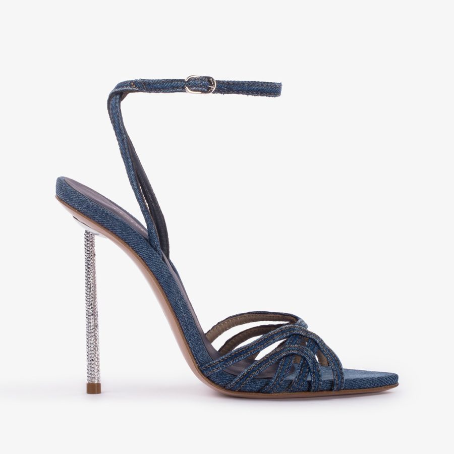 BELLA SANDAL 120 mm-Blue denim sandal - Image 6