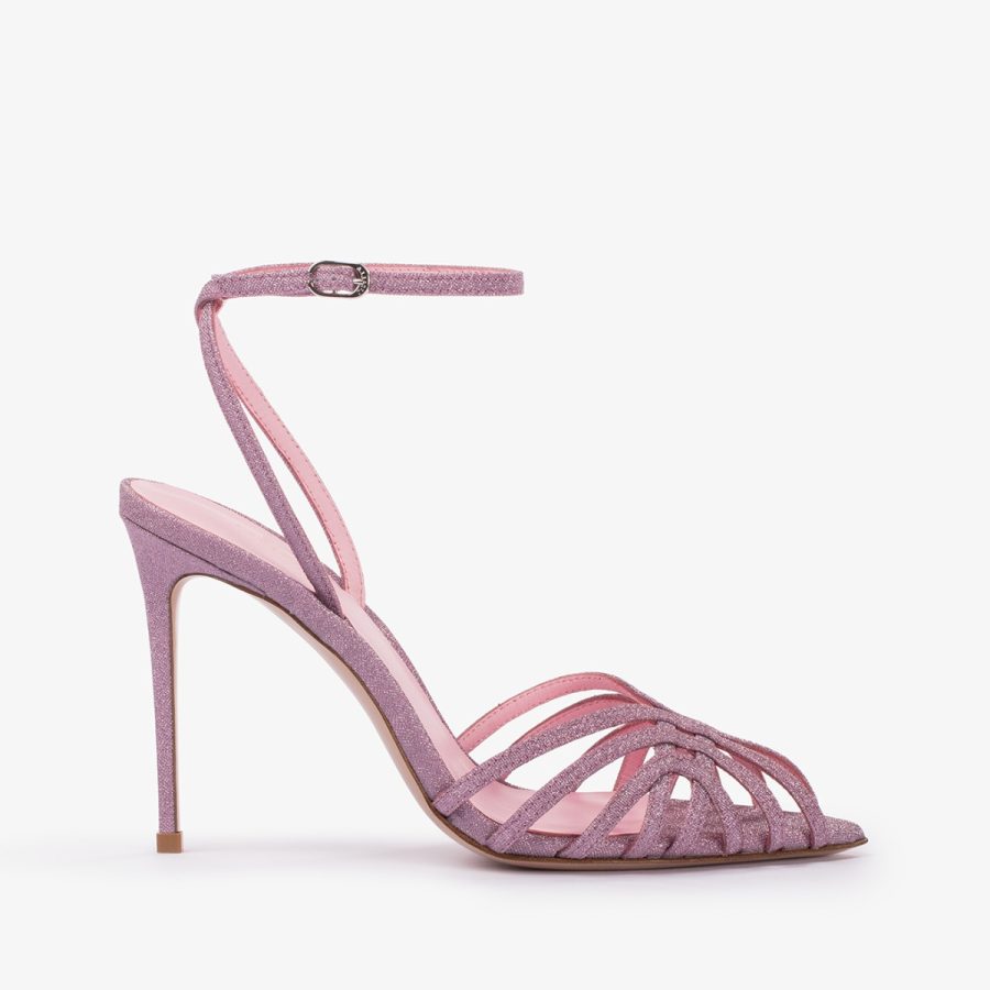 EMBRACE SANDAL 105 mm-Goddess pink glitter sandal - Image 6