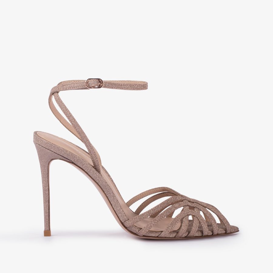 EMBRACE SANDAL 105 mm-Skin nude glitter sandal - Image 6