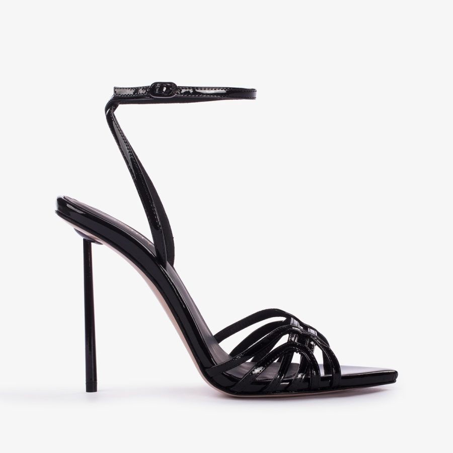 BELLA SANDAL 120 mm-Black patent sandal - Image 6