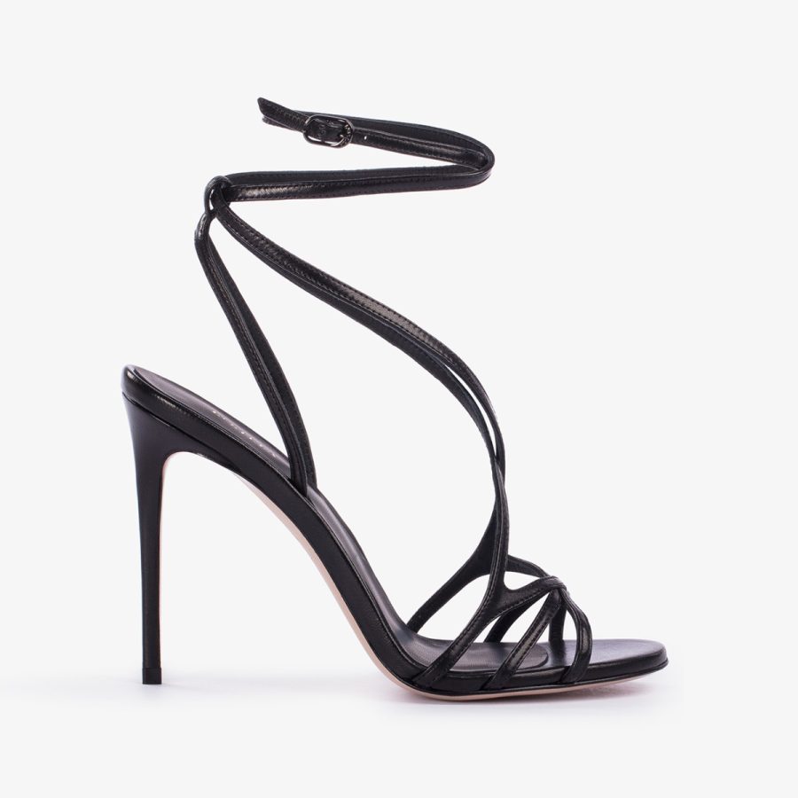 BELEN SANDAL 105 mm-Black leather sandal - Image 6