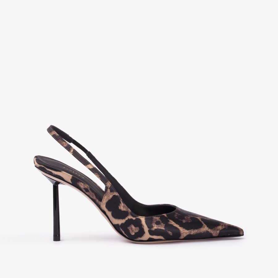 BELLA SLINGBACK 80 mm-Leopard print satin slingback - Image 6