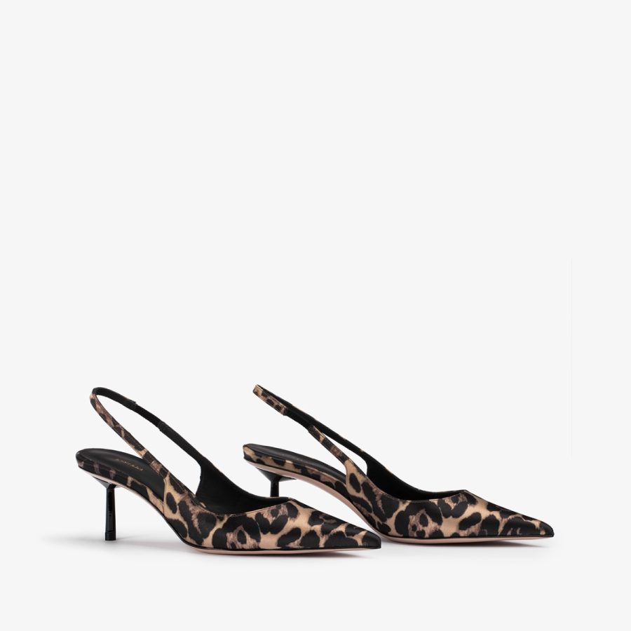 BELLA SLINGBACK 60 mm-Leopard print satin slingback - Image 6