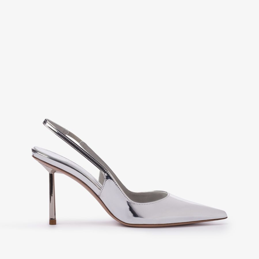 BELLA SLINGBACK 80 mm-Silver metallic slingback - Image 6