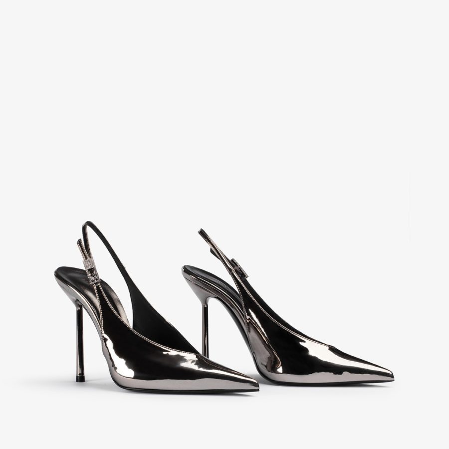 CLIVAGE SLINGBACK 120 mm-Pewter metallic slingback - Image 6