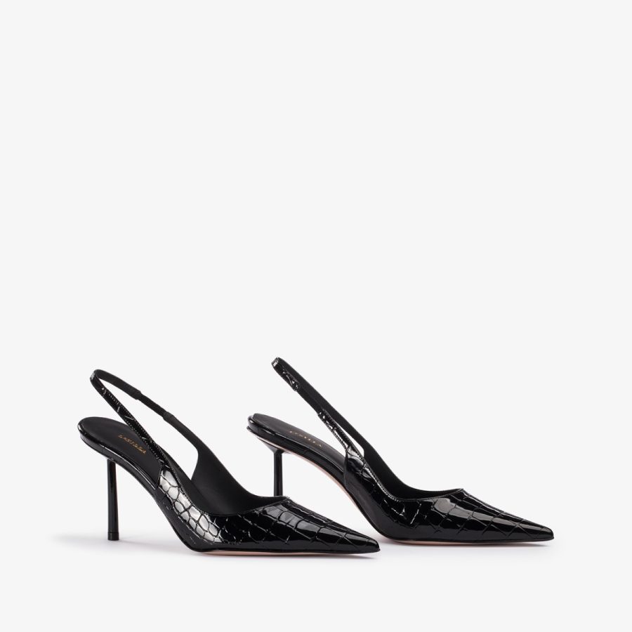 BELLA SLINGBACK 80 mm-Black croc-print slingback - Image 6