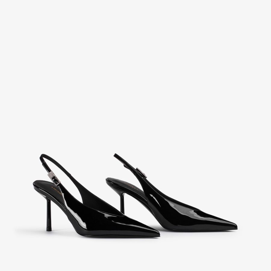 CLIVAGE SLINGBACK 80 mm-Black patent leather slingback - Image 6