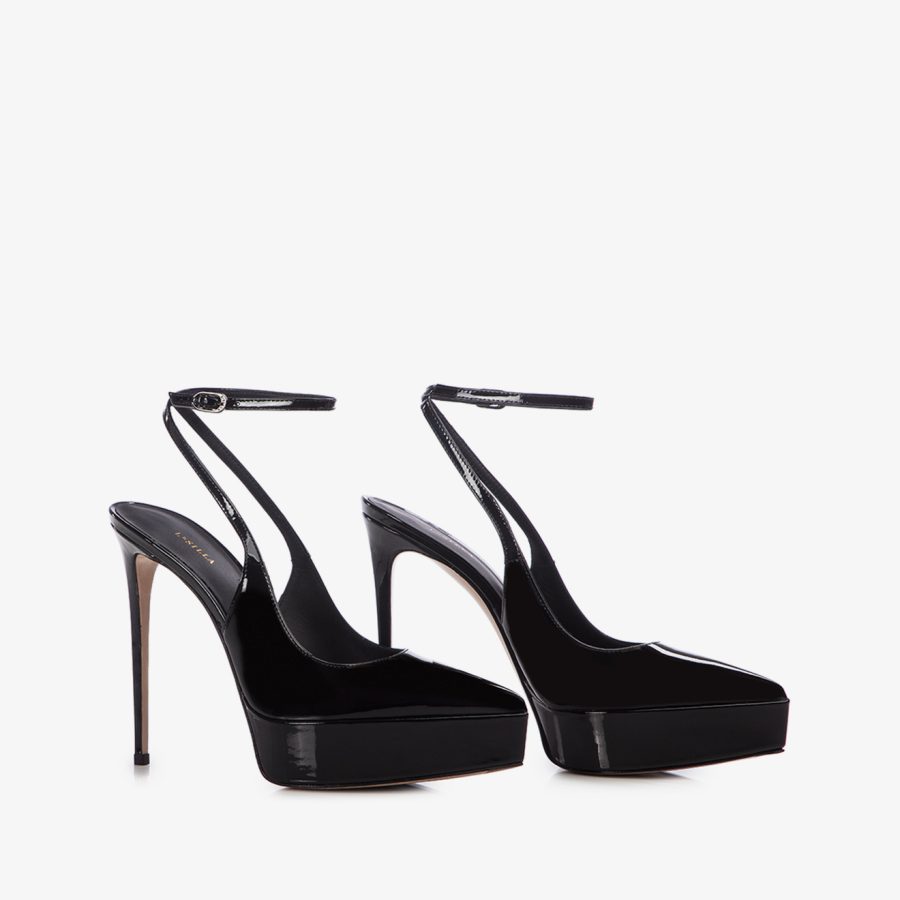 UMA SLINGBACK 140 mm-Black patent leather platform slingback - Image 6