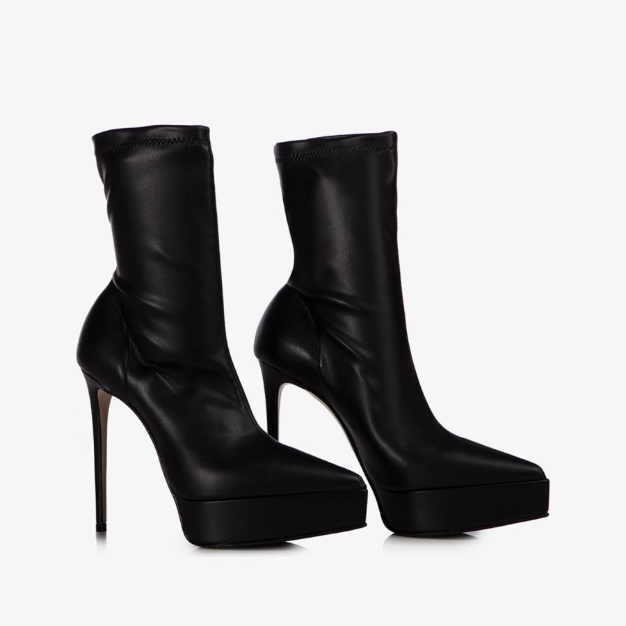 UMA ANKLE BOOT 140 mm-Black vegan leather platform ankle boot - Image 7