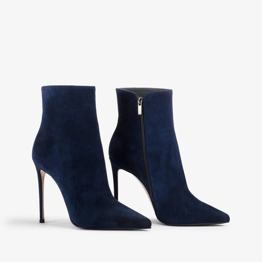 EVA ANKLE BOOT 120 mm-Navy blue suede ankle boot - Image 7