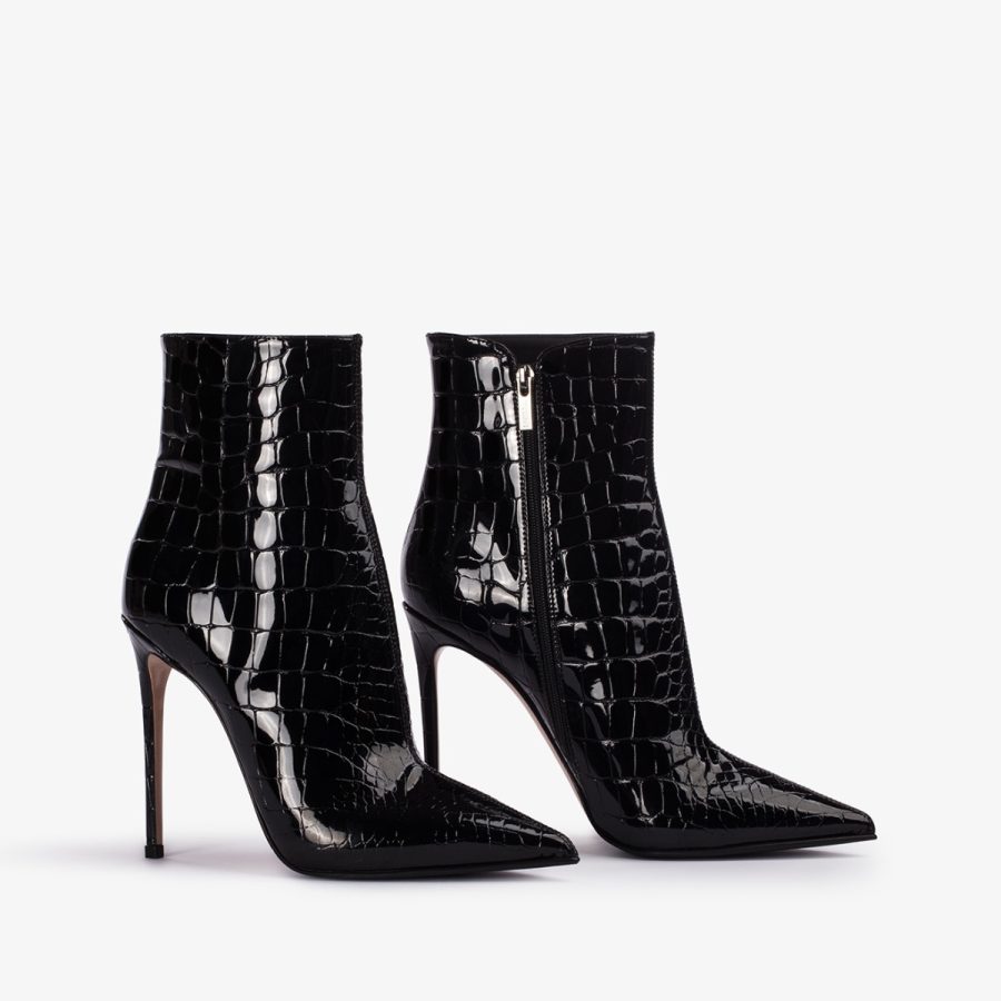 EVA ANKLE BOOT 120 mm-Black crocodile print ankle boot - Image 7