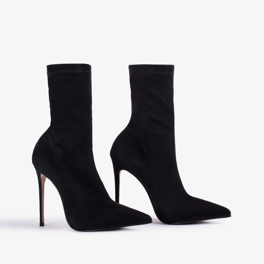 EVA ANKLE BOOT 120 mm-Black stretch suede ankle boot - Image 7