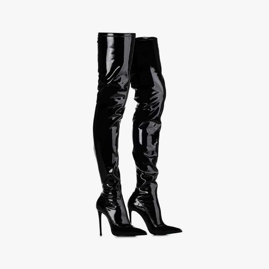 EVA THIGH-HIGH BOOT 120 mm-Black stretch vinyl over-the-knee boot - Image 7