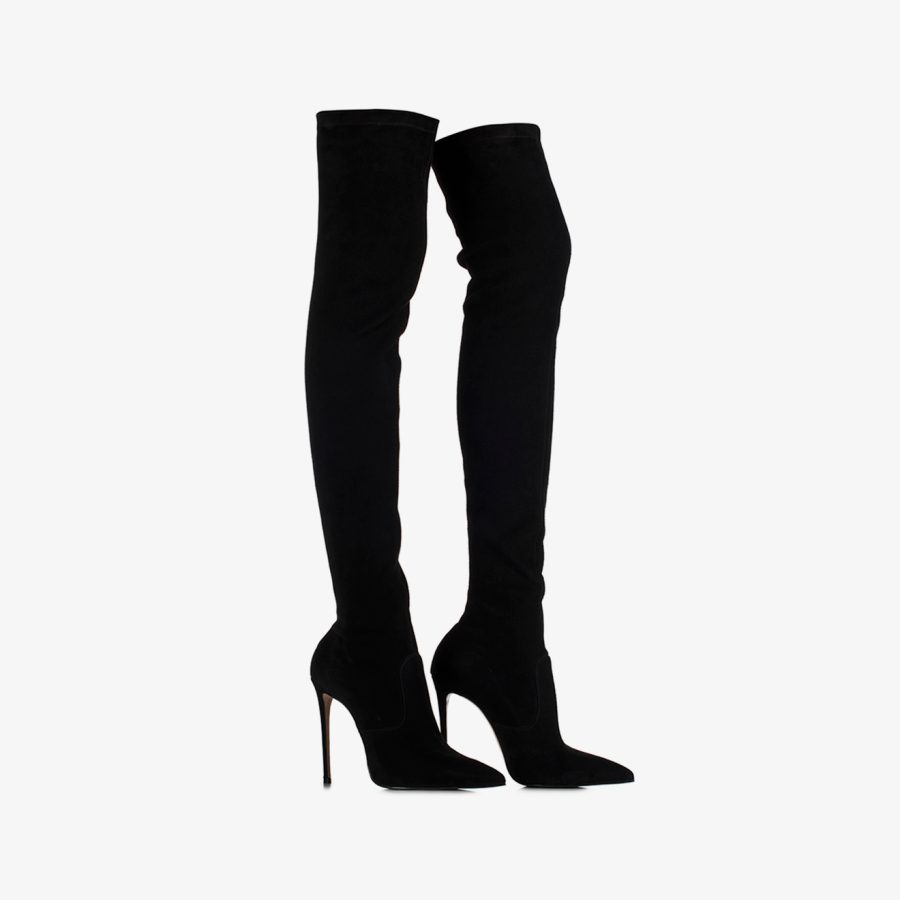 EVA THIGH-HIGH BOOT 120 mm-Black stretch suede over-the-knee boot - Image 7