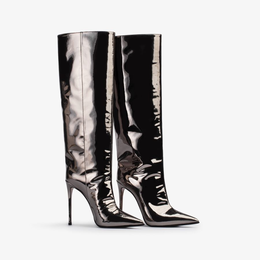 EVA BOOT 120 mm-Pewter metallic knee boot - Image 7