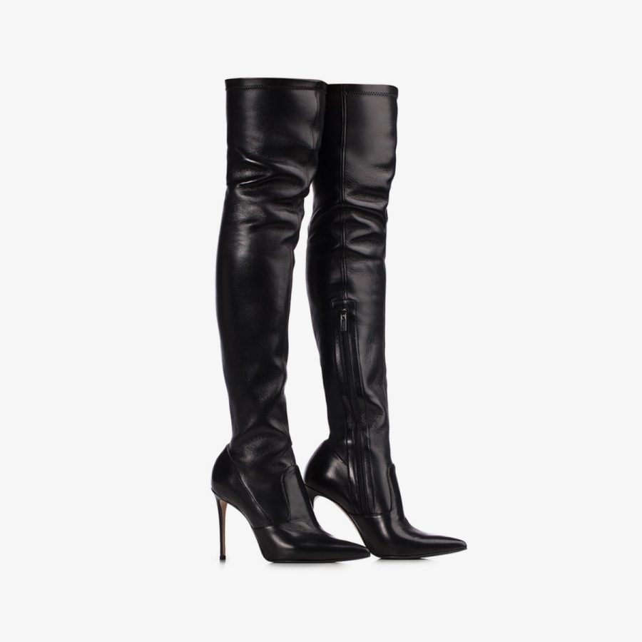 EVA THIGH-HIGH BOOT 100 mm-Black nappa leather over-the-knee boot - Image 7