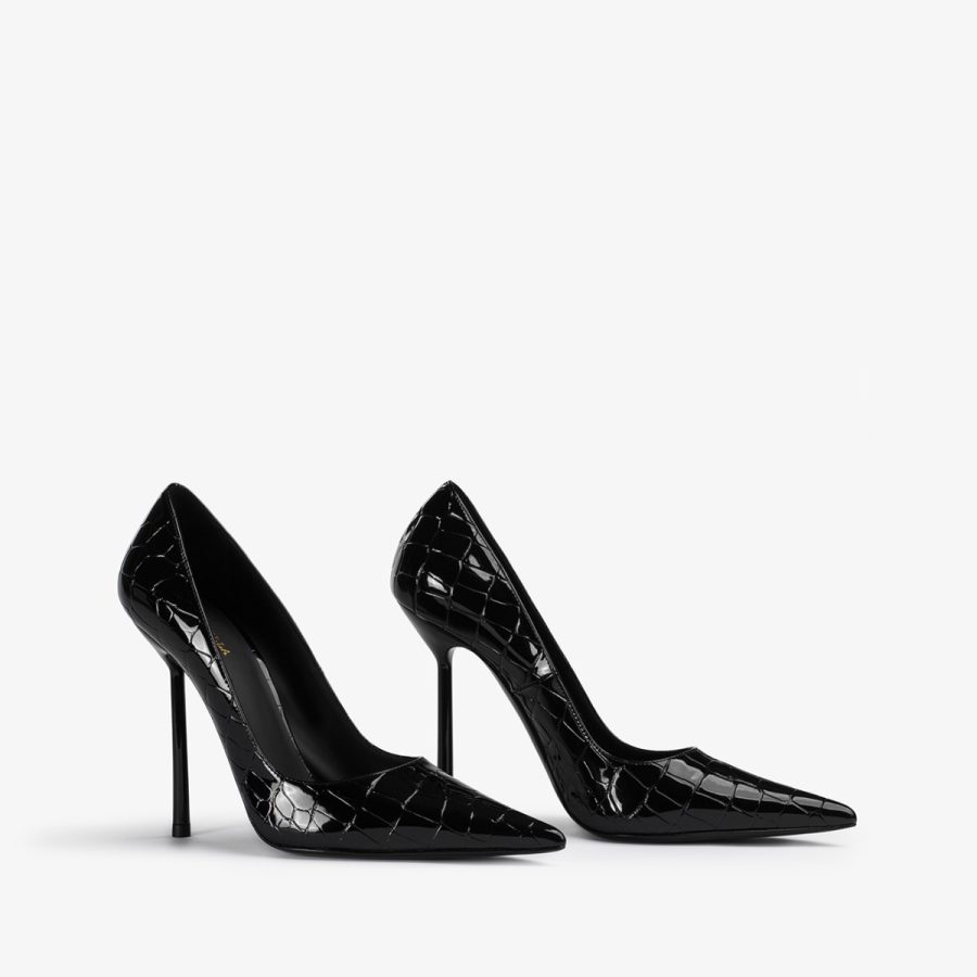 BELLA PUMP 120 mm-Black crocodile print pump - Image 7