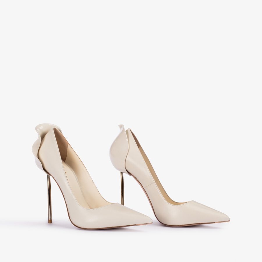 PETALO PUMP 120 mm-Milk white leather pump - Image 7