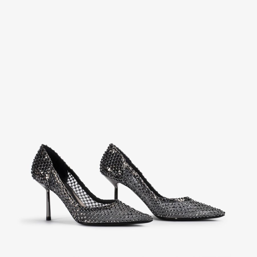 GILDA PUMP 80 mm-Pewter fishnet pump with Crystals - Image 7