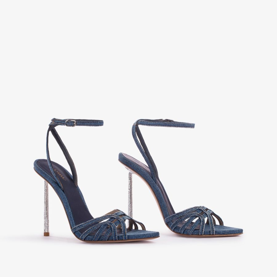 BELLA SANDAL 120 mm-Blue denim sandal - Image 7