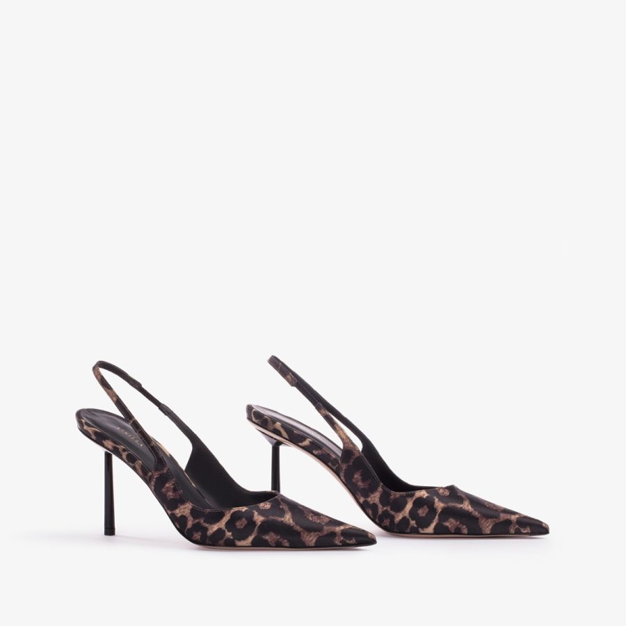 BELLA SLINGBACK 80 mm-Leopard print satin slingback - Image 7