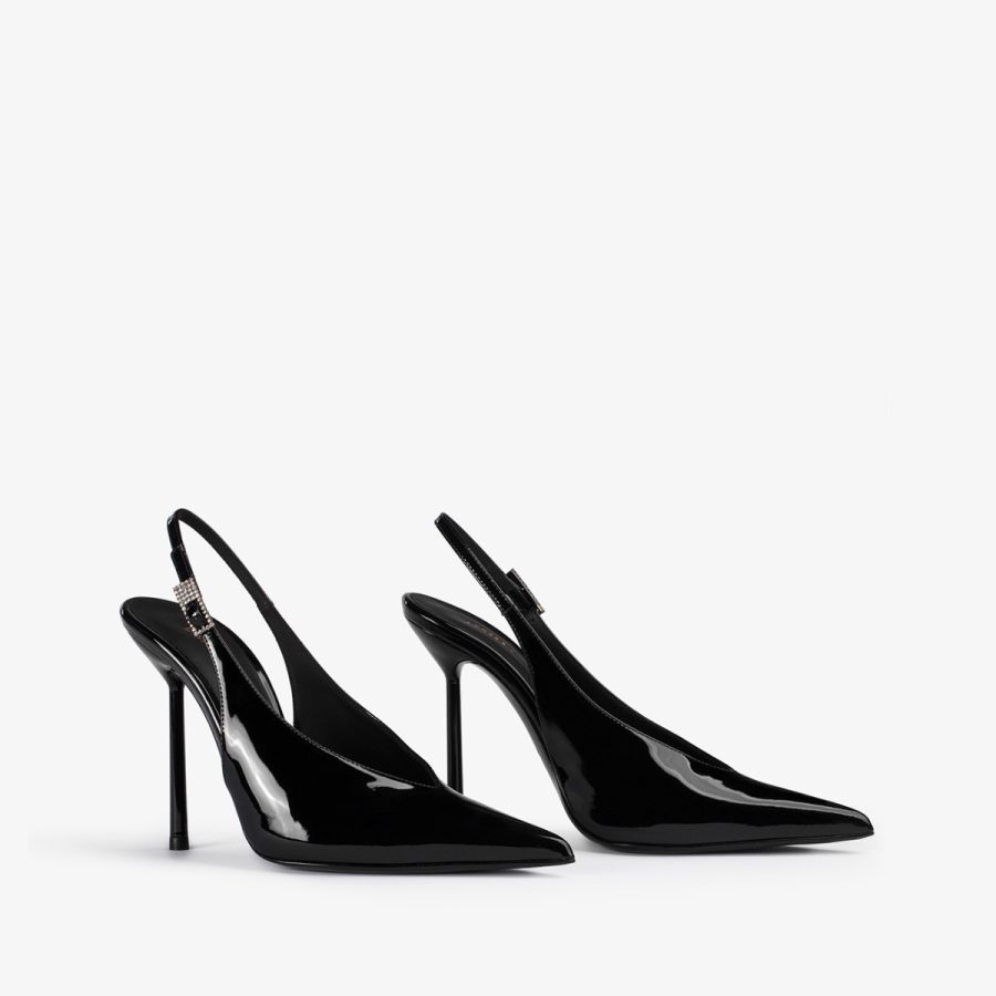 CLIVAGE SLINGBACK 120 mm-Black patent leather slingback - Image 7