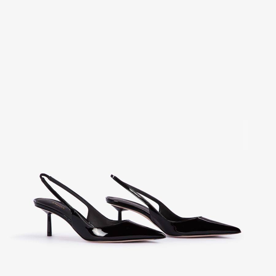 BELLA SLINGBACK 60 mm-Black patent leather slingback - Image 7