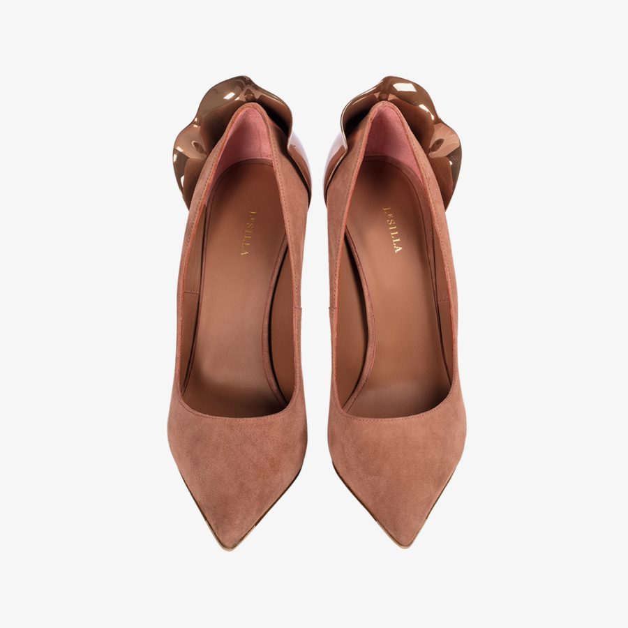 PETALO PUMP 120 mm-Cake brown suede pump - Image 8