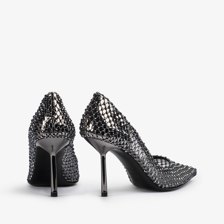 GILDA PUMP 80 mm-Pewter fishnet pump with Crystals - Image 8