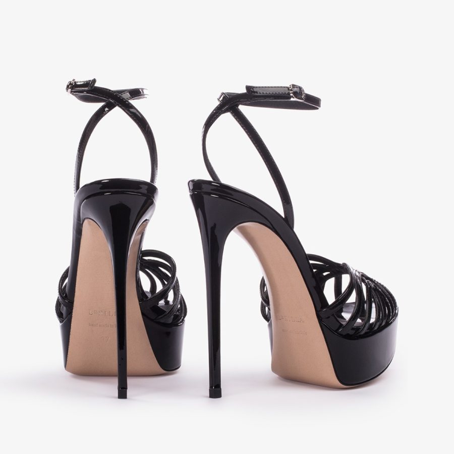 EMBRACE SANDAL 140 mm-Black patent leather platform sandal - Image 8