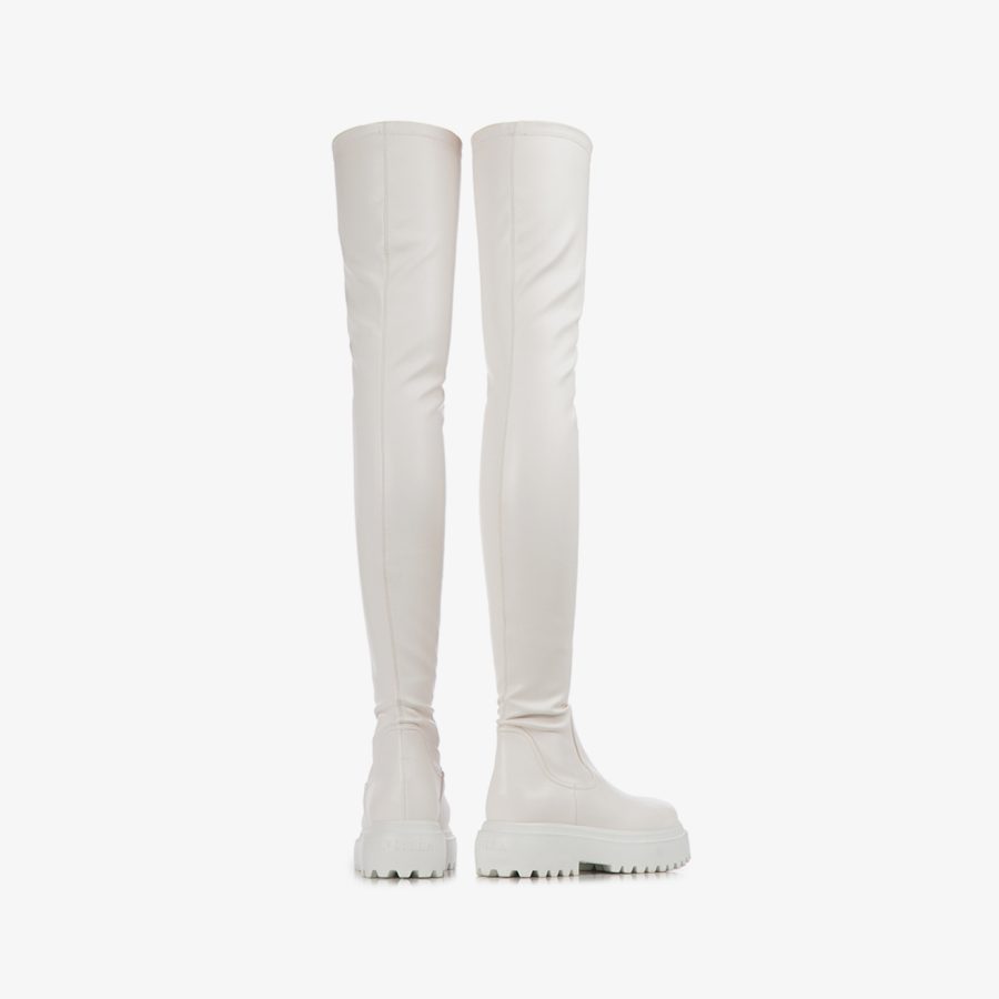 RANGER THIGH-HIGH BOOT 50 mm-White stretch vegan leather over-the-knee boot - Image 8