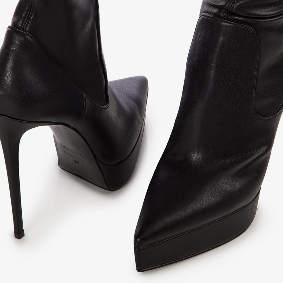 UMA THIGH-HIGH BOOT 140 mm-Black stretch vegan leather platform over-the-knee boot - Image 9